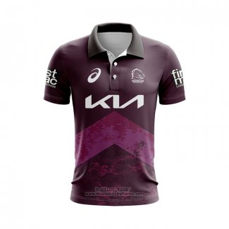 Maillot Polo Brisbane Broncos Rugby 2024 Entrainement Fuchsia